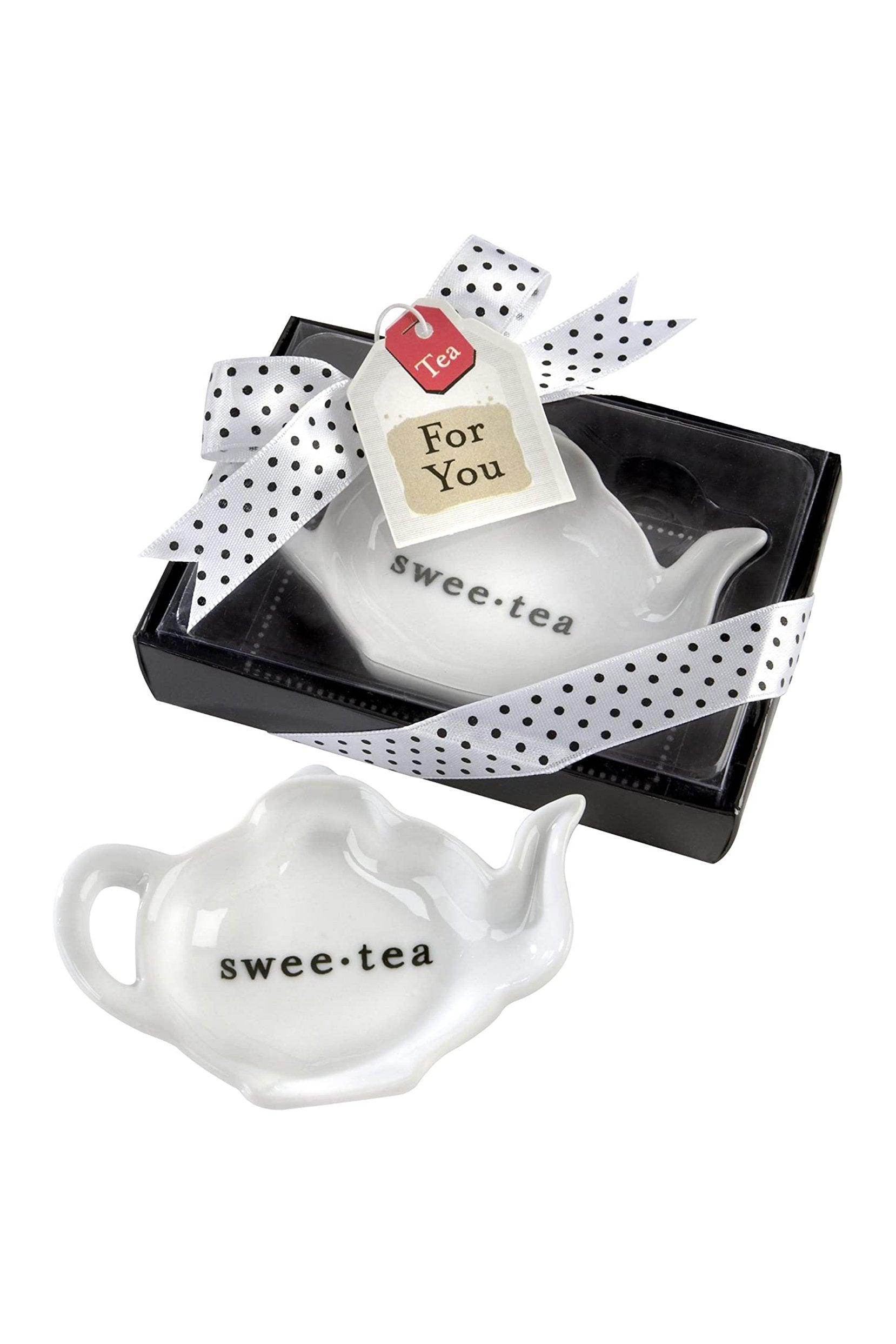Baby Shower Gifts&Wedding Favors Tea Ceramic Tea-Bag Caddy in Black&White Gift Box CGF0192 (Set of 6 pcs) - COCOMELODY